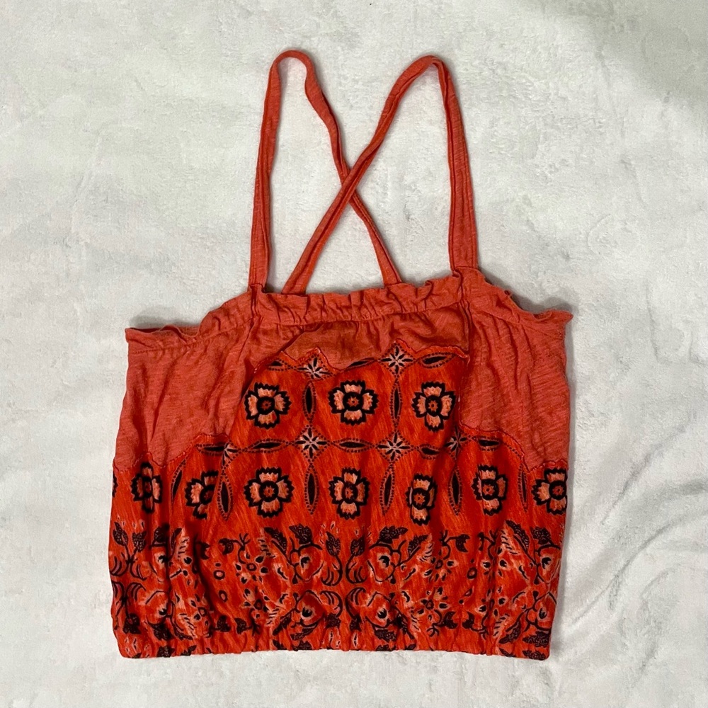 Free People Love Life Bubble Top Red-Orange Size S